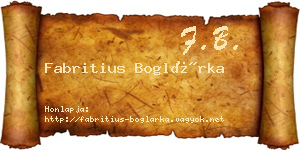 Fabritius Boglárka névjegykártya
